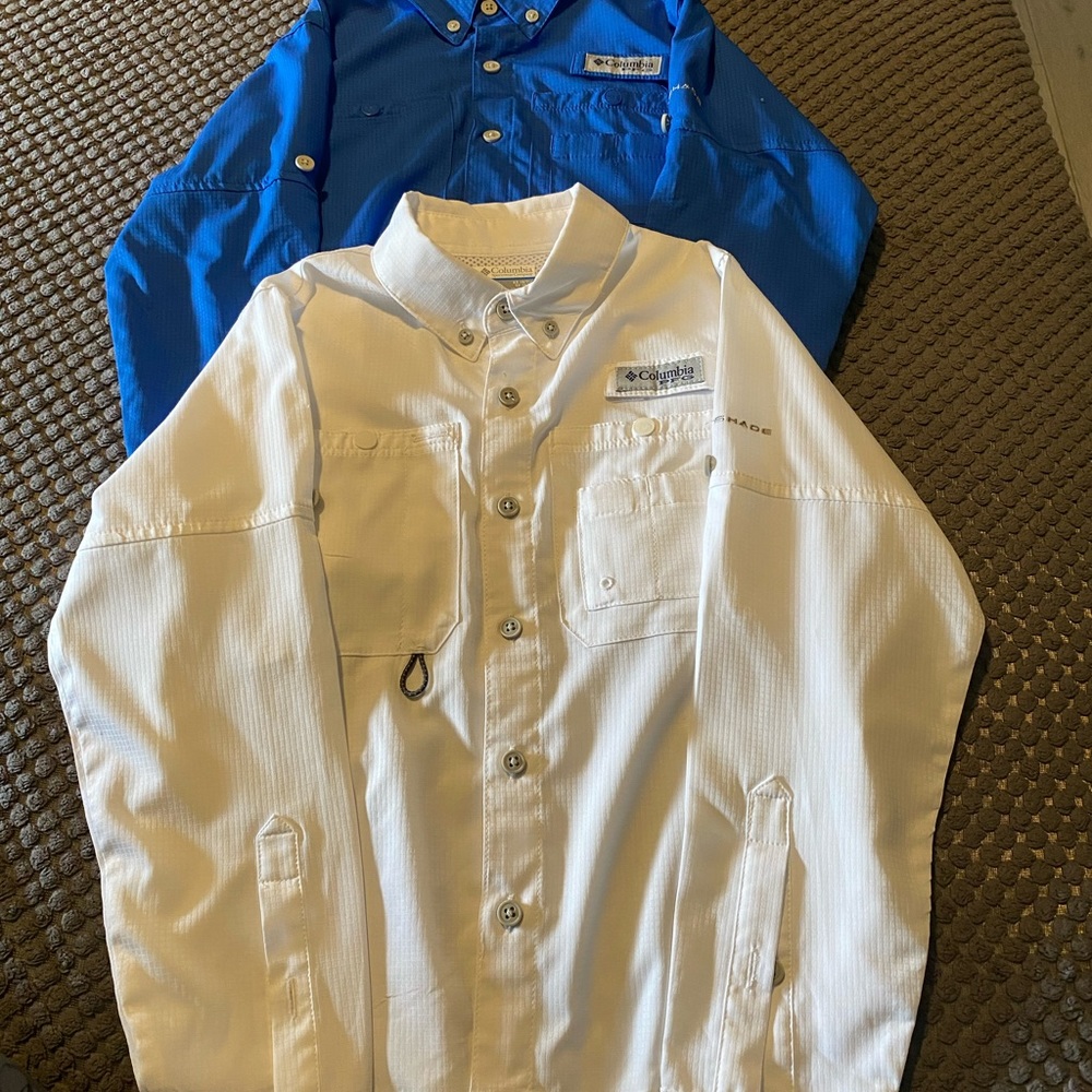 Boys lot of Columbia PFG long sleeve fishing shirts.